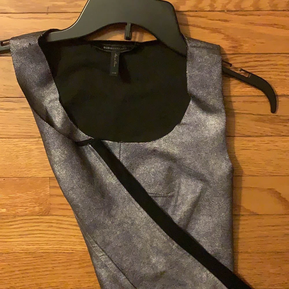 Bcbg silver and black top